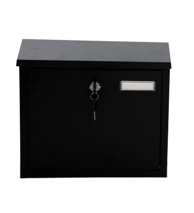 Black Letter Box Large Outdoor Mailbox Lockable Postbox Wall Mounted