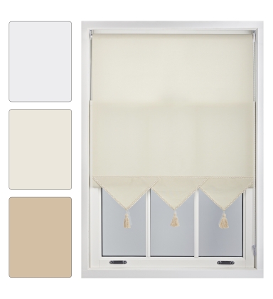 Roller Blinds With Triangle Edge & Tassels - Cream