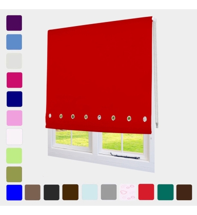 Eyelet Roller Blind Blinds Cream Black Red White Blue