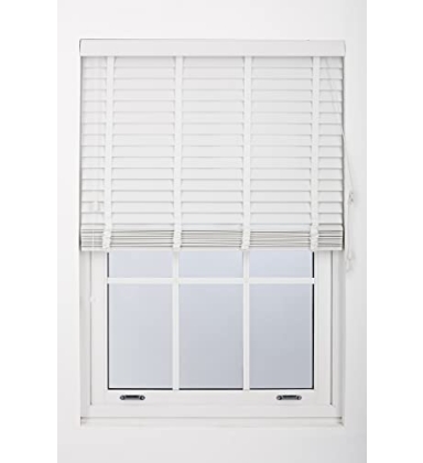 Furnished White Faux Wood Venetian Blind with Tapes