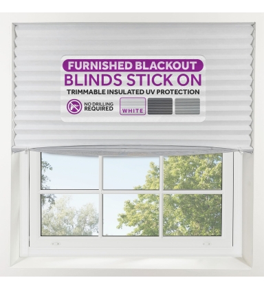 FURNISHED Blackout Blinds Stick On Portable No Drill Blinds Window Pleated Shade