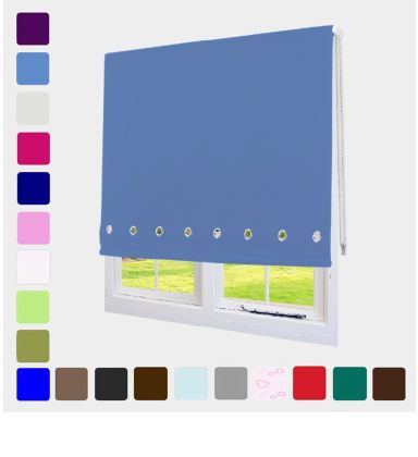 Eyelet Roller Blind Blinds Cream Black Red White Blue