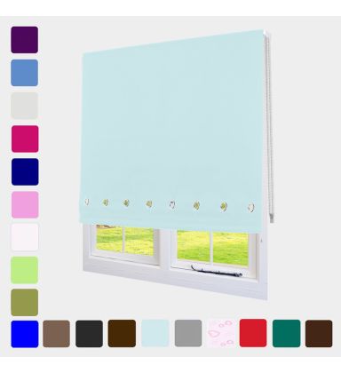 Eyelet Roller Blind Blinds Cream Black Red White Blue