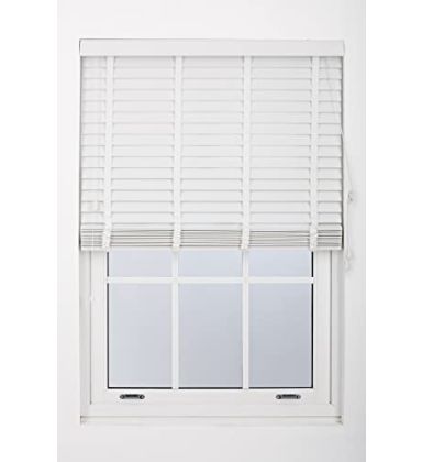 Furnished White Faux Wood Venetian Blind with Tapes