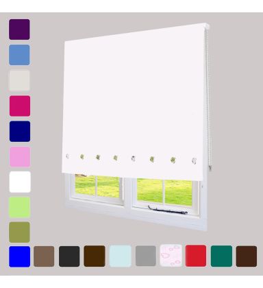 Eyelet Roller Blind Blinds Cream Black Red White Blue